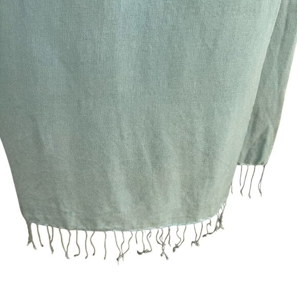 Vintage Cashmere Wool Mint Green Soft Fringe Edges Womens Woven Scarf Wrap Shawl - Picture 2 of 8